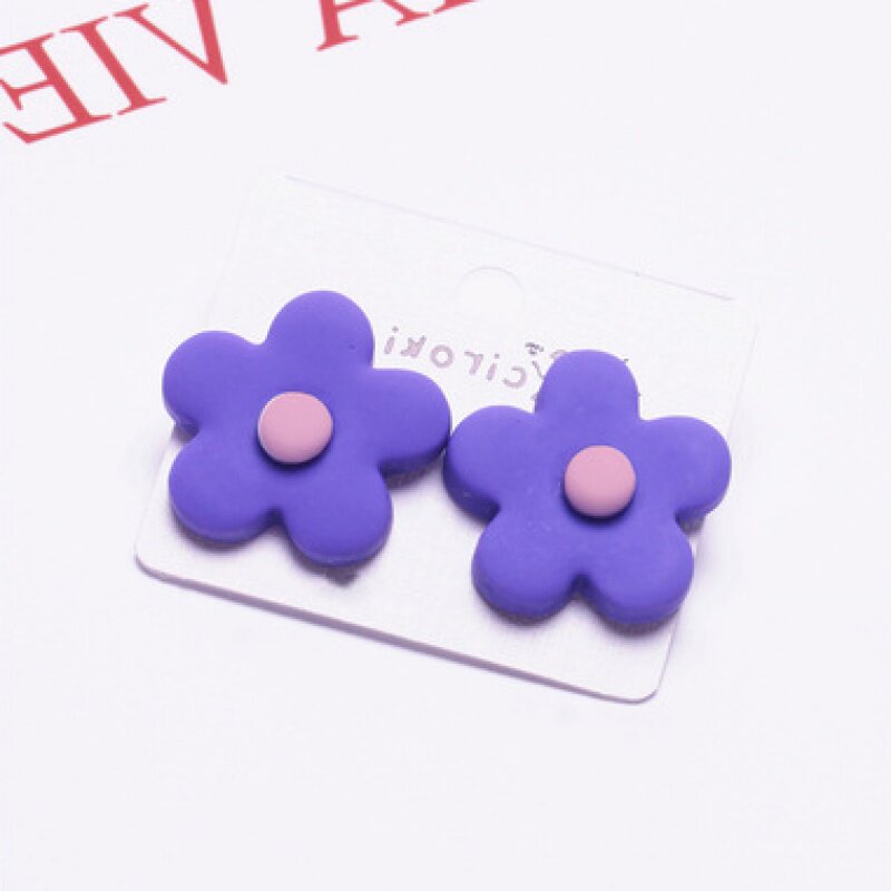 抖音新款泫雅风软陶彩色花朵耳环 tsangkai曾家银耳环