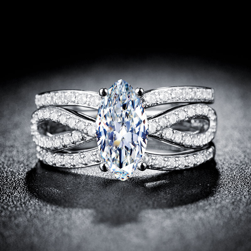 时尚锆石925银18k金三件套戒戒指 tsangkai曾家银戒指/指环