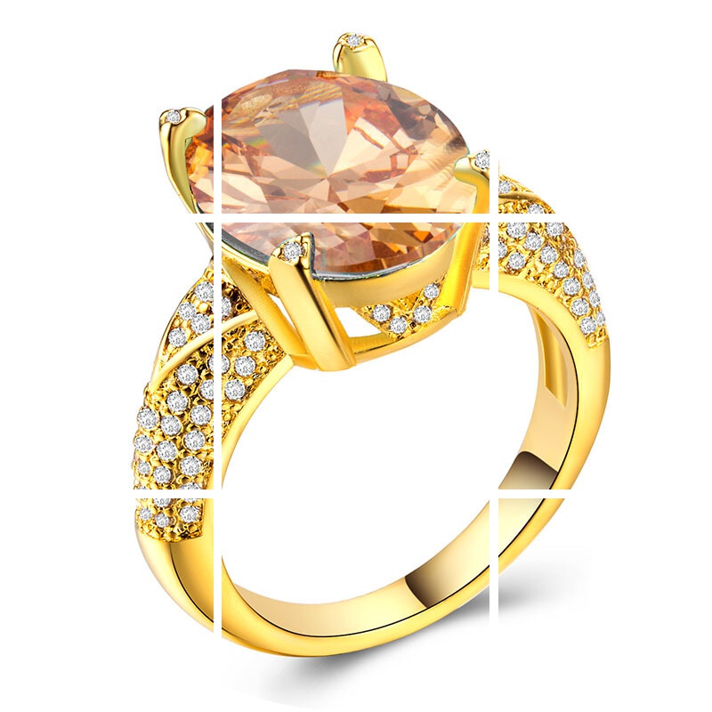 镀18k金镶锆石时尚女士宝石戒指环 tsangkai曾家银戒指/指环