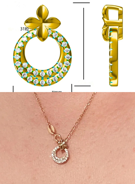 S925纯银定制款灵动小花环轻奢高级感项链