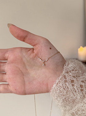 s925纯银月桂垂露微笑水滴高级感轻奢项链