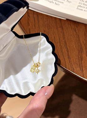 S925纯银星月神话星芒跑环中古风高级轻奢项链