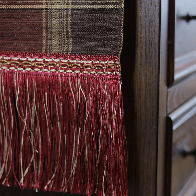 流苏红桌旗美式红格子餐桌旗家用长方形复古茶几盖布柜子台布定制,淘宝优惠券,粉丝福利购,淘宝优惠卷