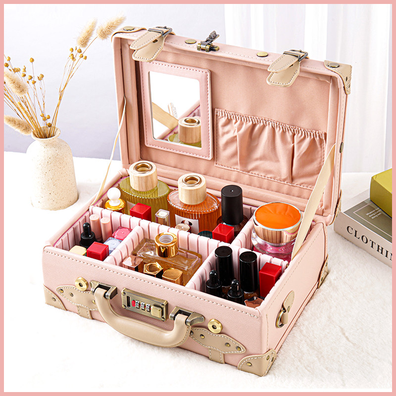 uniwalker复古ins风化妆箱女大容量手提箱镜子皮箱便携旅行收纳箱,淘宝优惠券,粉丝福利购,淘宝优惠卷