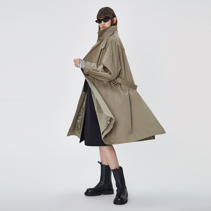 self who2020中长款高街云霜棕风衣 selfwho风衣