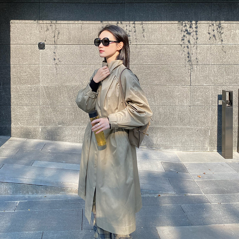 self who2020中长款高街云霜棕风衣 selfwho风衣