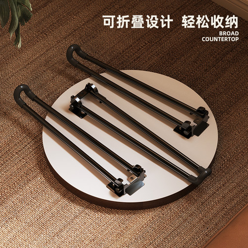 小圆桌移动茶几沙发边几胡桃色角几可折叠边桌阳台茶桌床头柜桌子 - 图1