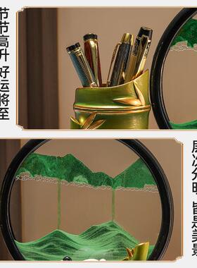 创意熊猫笔筒摆件流沙画