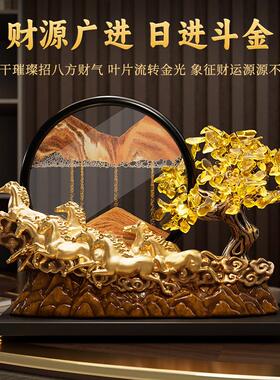 马到成功发财树流沙画摆
