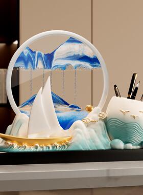 一帆风顺帆船笔筒流沙画