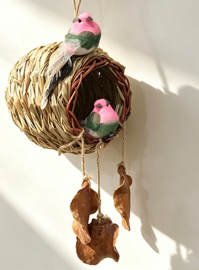 草编鸟巢庭院户外装饰摆件鸟窝手工diy材料包幼儿园环创团建沙龙