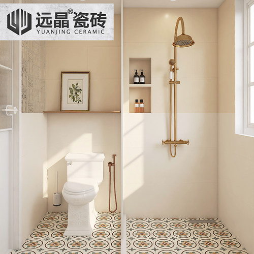 远晶 400x800柔光牛油果绿色瓷砖法式奶油风全瓷墙砖阳台小花地砖 - 图1