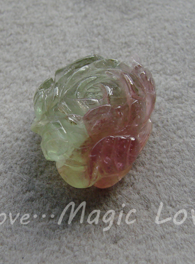 【Magic Love】天然玻璃体超仙粉绿西瓜碧玺雕刻牡丹花配件4.73克