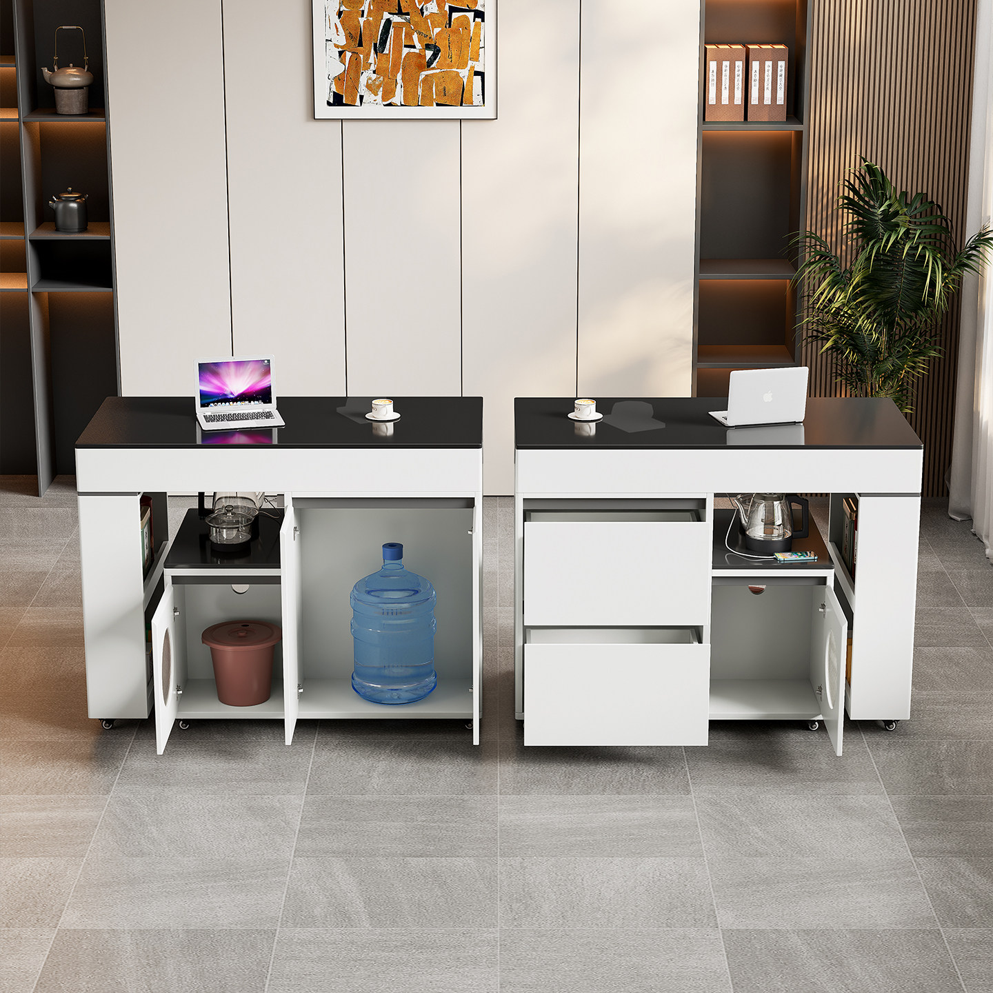 现代简约轻奢岩板茶桌椅组合家用阳台泡茶桌可旋转伸缩移动小茶台,淘宝优惠券,粉丝福利购,淘宝优惠卷