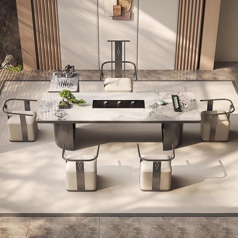 岩板茶桌椅组合2025新款轻奢现代高级感烧水壶一体别墅办公室茶台,淘宝优惠券,粉丝福利购,淘宝优惠卷