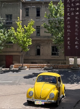 定制复古黄色甲壳虫车模型摆件