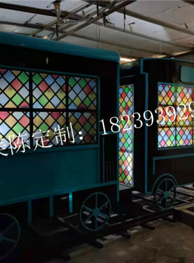 欧式风蒸汽火车头酒吧美陈工艺品