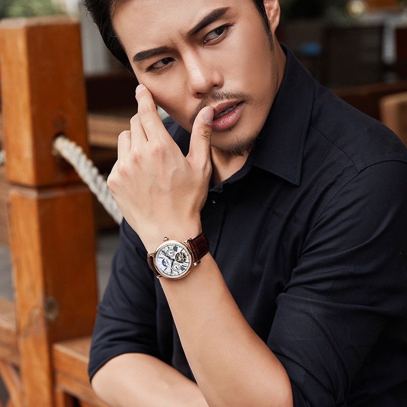 西亚尼正品男士全自动机械表镂空表 西亚尼国产腕表