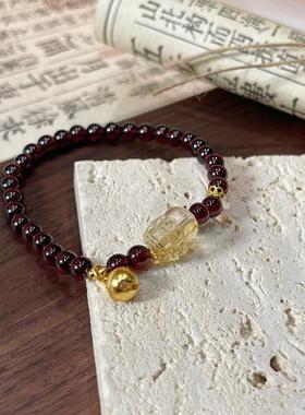设计师天然石榴石貔貅招财手链