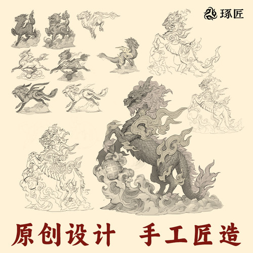 琢匠高档麒麟龙摆件办公室客厅桌面装饰工艺品中式送礼礼物银礼品 - 图1