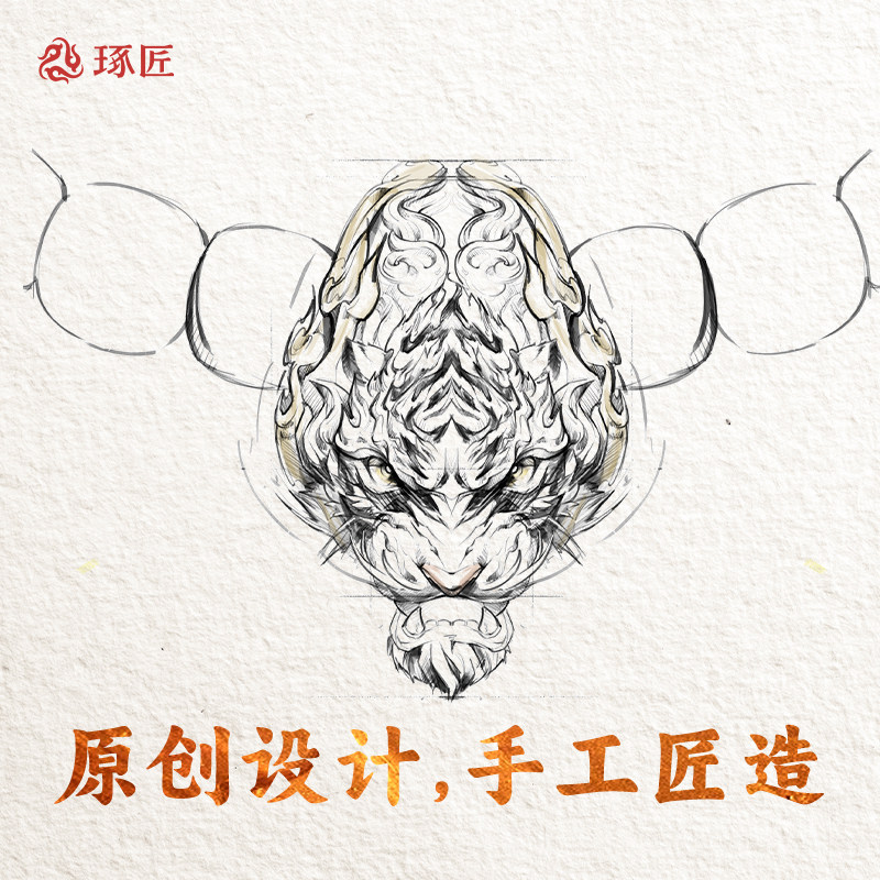 虎啸三通丨琢匠国风原创925银文玩手串配件diy饰品隔珠配饰连接扣,淘宝优惠券,粉丝福利购,淘宝优惠卷