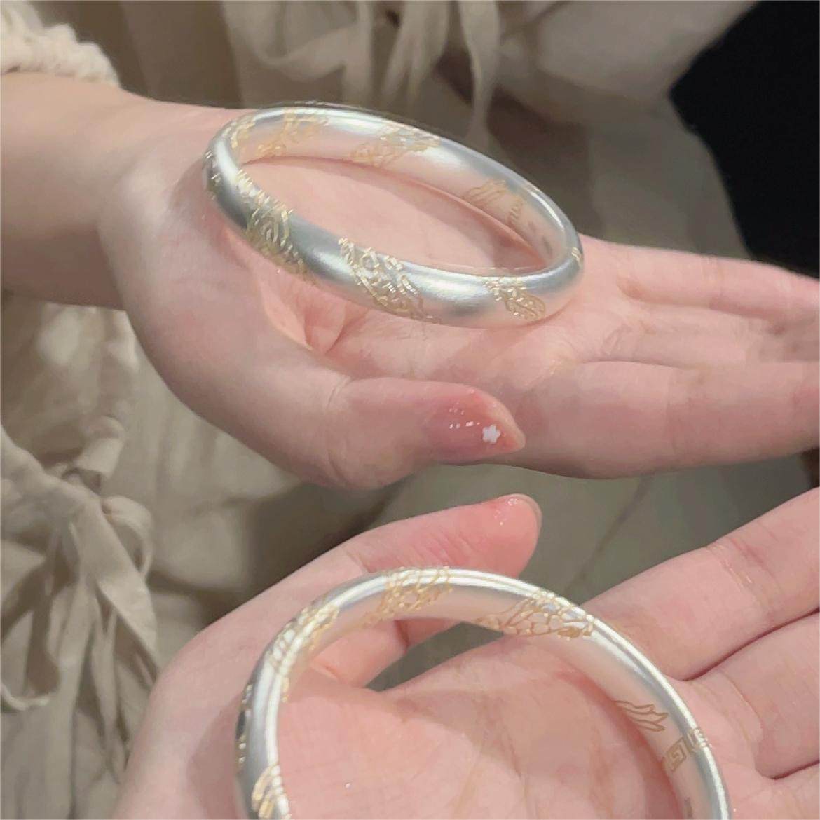 楚噢CHUO足银9999古法描金龙纹手镯传承闭口不掉色生肖新年女中式,淘宝优惠券,粉丝福利购,淘宝优惠卷