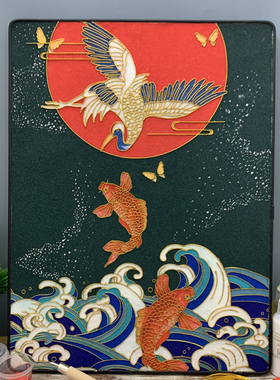 国潮仙鹤景泰蓝掐丝珐琅画diy