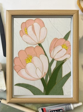 郁金香花卉掐丝珐琅画diy手工