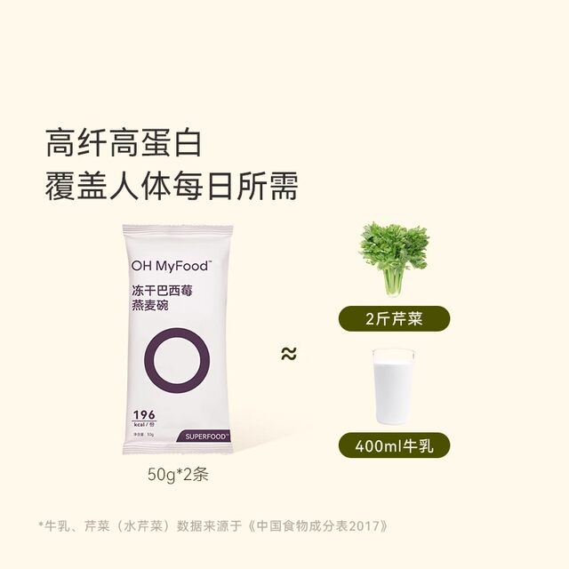 Ohmyfood oatmeal bowl, freeze-dried natural cocoa powder, nutrition, health, exercise, fullness, morning and evening meal replacement, portable drink