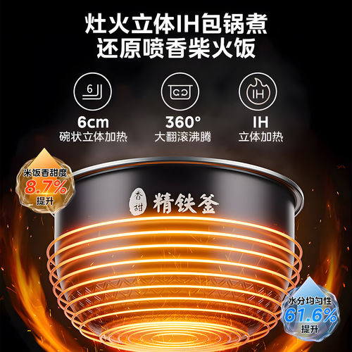美的电饭煲家用2-3人3-4人3L/4L多功能IH加热316不锈钢低糖电饭锅 - 图0