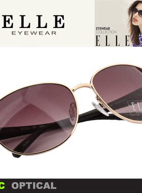 ELLE复古舒适金属圆框拼接材质太阳镜眼镜框女款镜架El18963