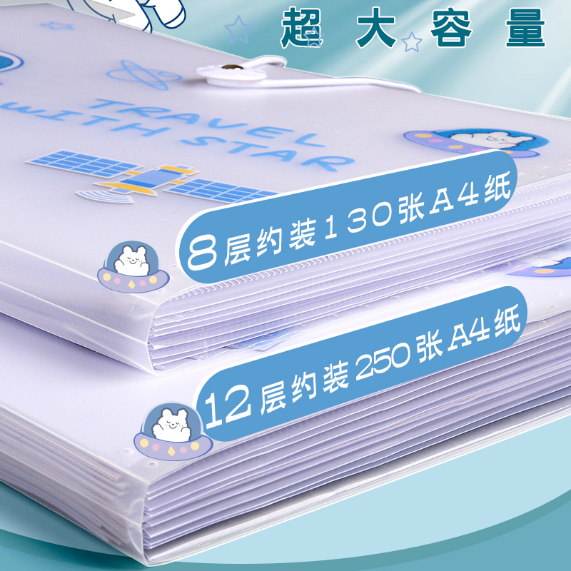 文件夹a4多层插页透明试卷收纳整理神器大容量文件袋高中生资料册卷子收纳袋试卷夹小学生用初中生可爱风琴包 - 图2