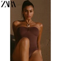 ZARA 24 spring new pint woman clothing metal trim with swimsuit 0167024700