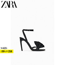 ZARA discount season TRF womens shoes black flowers decorated with high heel sandals 3389210800