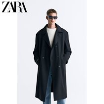 ZARA2023 fall new pint mens clothing black 100 lap belt covety wind clothes 9621660800