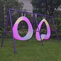 Outdoor internet celebrity glowing moon swing camping lawn outdoor decorative light solar night light check-in rocking chair hanging chair