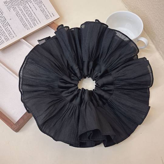 温柔白月光~泡泡褶皱大肠发圈女高级感百搭头绳时尚黑白发绳发饰