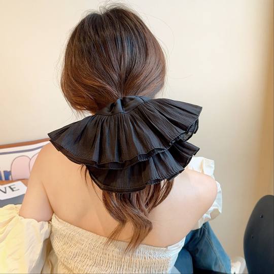 温柔白月光~泡泡褶皱大肠发圈女高级感百搭头绳时尚黑白发绳发饰