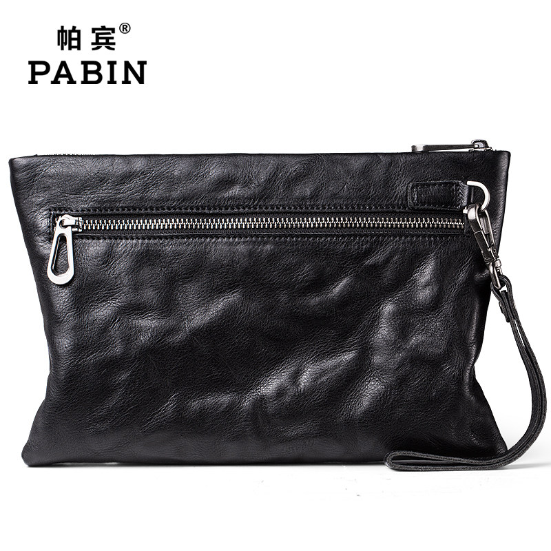 帕宾男士真皮手拿包大容量软潮男包 帕宾男士包袋