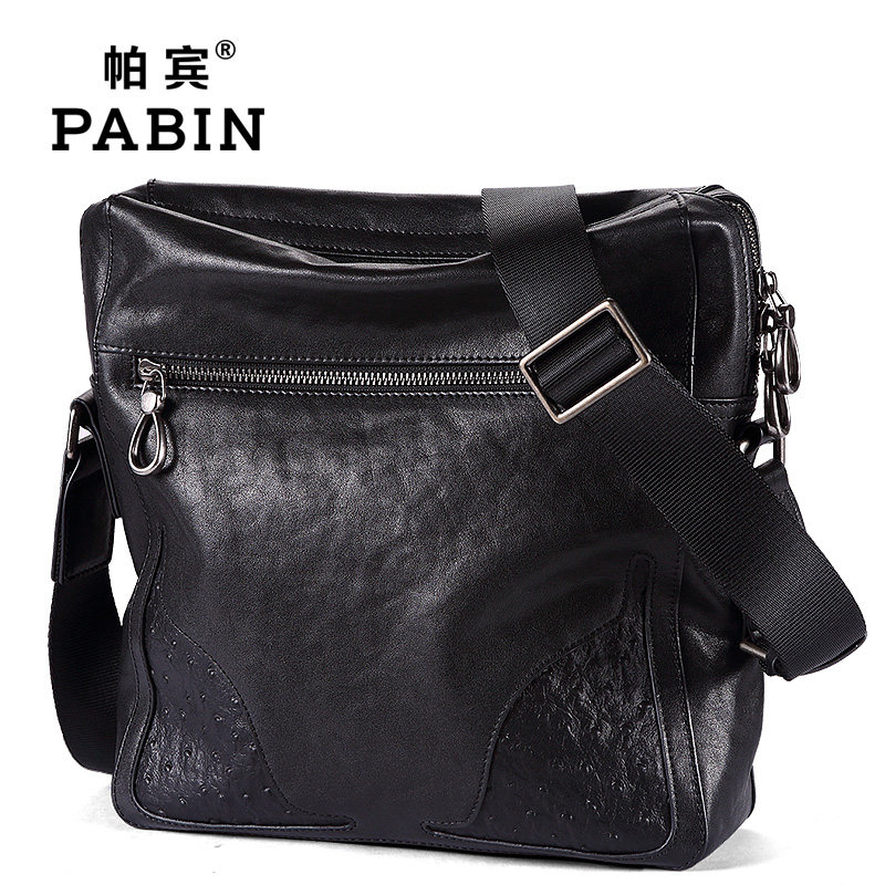 帕宾头层牛皮单肩包男休闲真皮韩版斜挎包软皮斜跨背包商务男包,淘宝优惠券,粉丝福利购,淘宝优惠卷