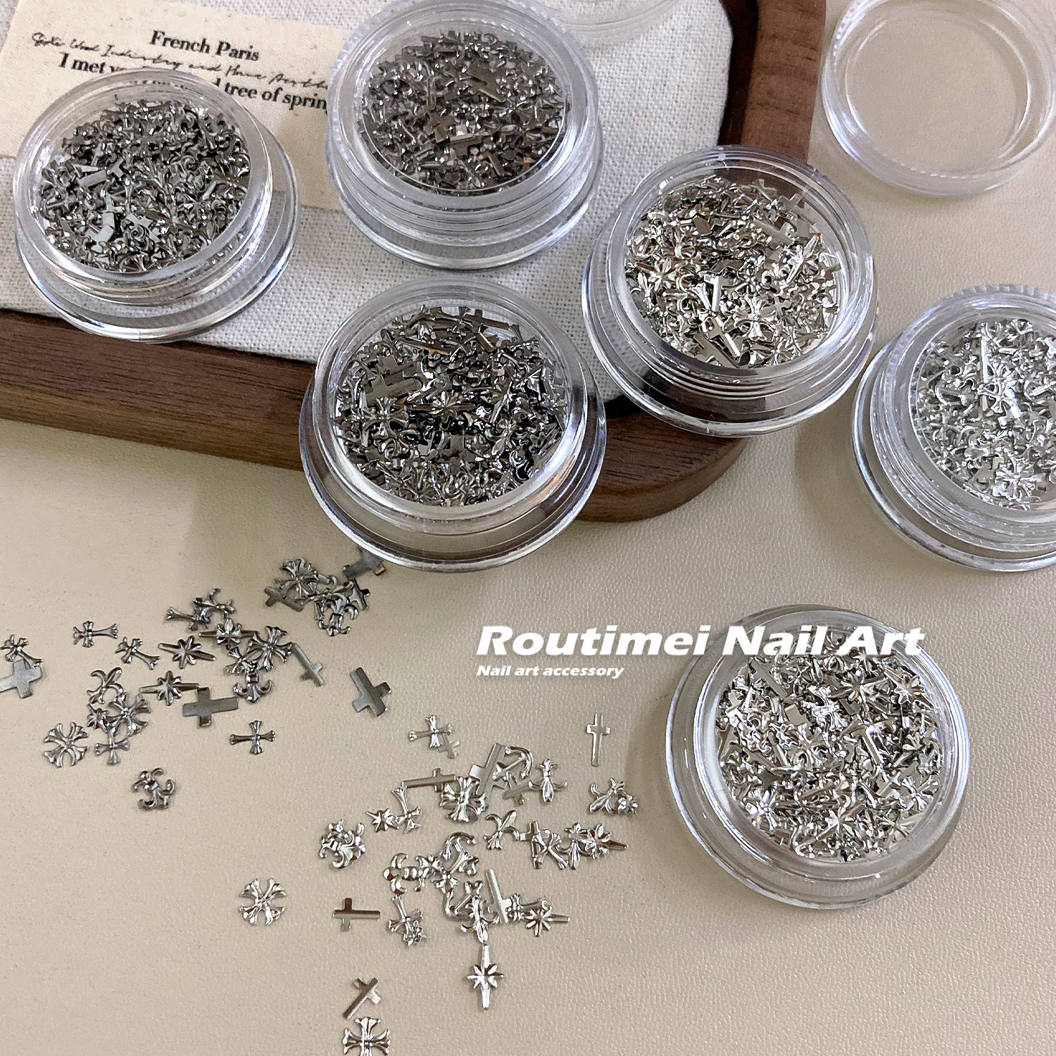 暗黑复古克罗心美甲小饰品金属银色十字架迷你混装克罗心套装饰品,淘宝优惠券,粉丝福利购,淘宝优惠卷