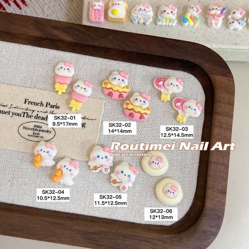 新款树脂卡通指甲配件百搭雨伞猫头蝴蝶结小星星爆款可爱指甲饰品 - 图2