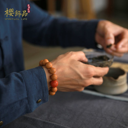 樱樱【盛】大凤眼菩提子手串 尼泊尔红皮龙眼菩提子 原籽文玩佛珠 - 图0