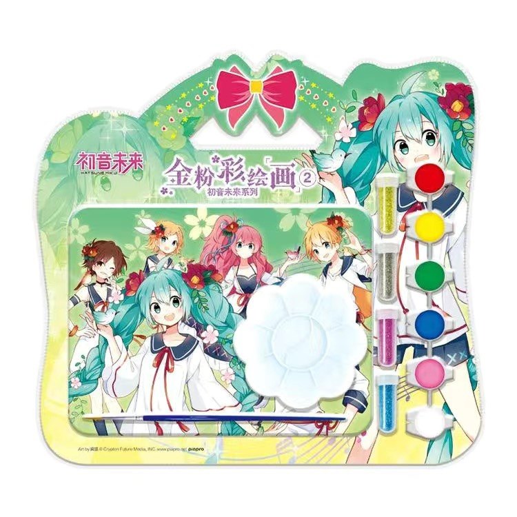 初音未来金粉彩绘画手工卡通沙画diy早教益智绘画涂色可水洗颜料,淘宝优惠券,粉丝福利购,淘宝优惠卷