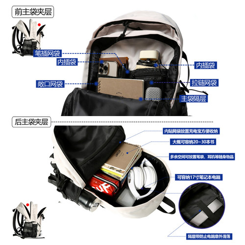 TRUFFLE日系双肩包男女工装大容量电脑包背包初中高中大学生书包 - 图2