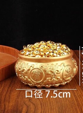 聚宝盆纯黄铜招聚财装饰摆件