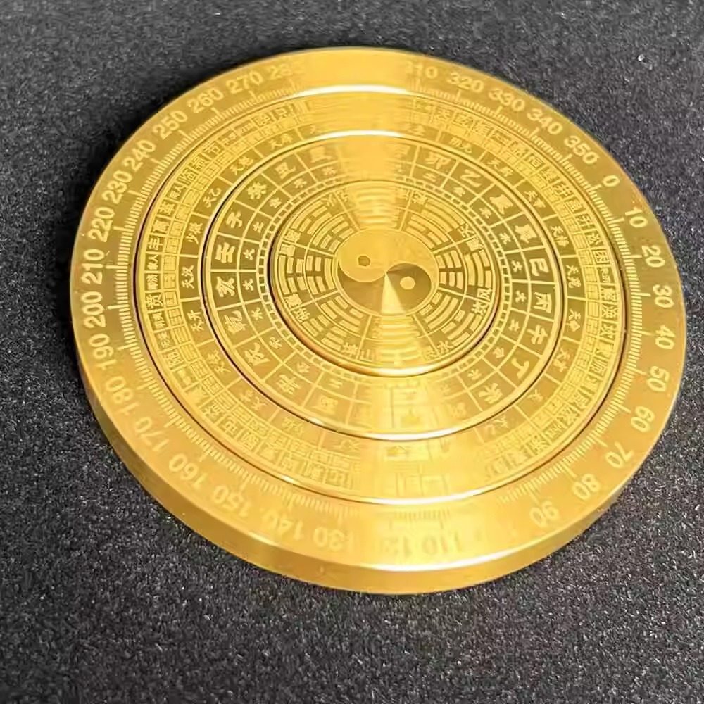纯黄铜复古实心多层螺旋旋转罗盘太极八卦指尖陀螺手把件轮盘玩具,淘宝优惠券,粉丝福利购,淘宝优惠卷