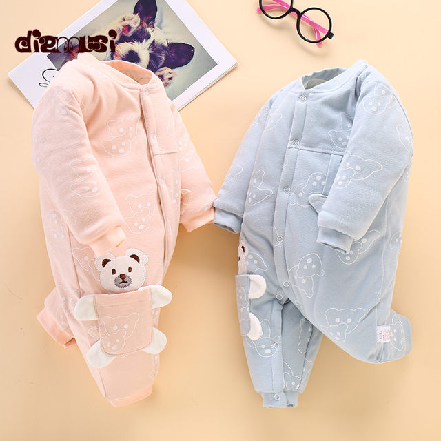Baby winter jumpsuit thickened newborn out of pure cotton quilted warm cotton clothes male baby female winter padded jacket