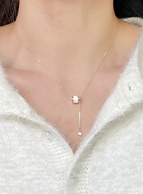 小蛮腰猫眼石钛钢项链不掉色颈链