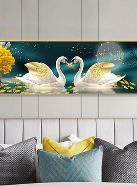 卧室装饰画简约臻艺床头晶瓷画
